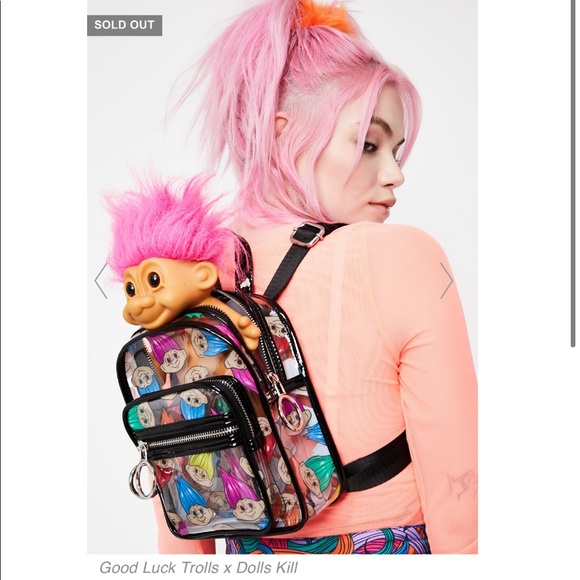 Dolls Kill Handbags - ✨Good Luck Trolls x Dolls Kill Clear Mini Backpack
